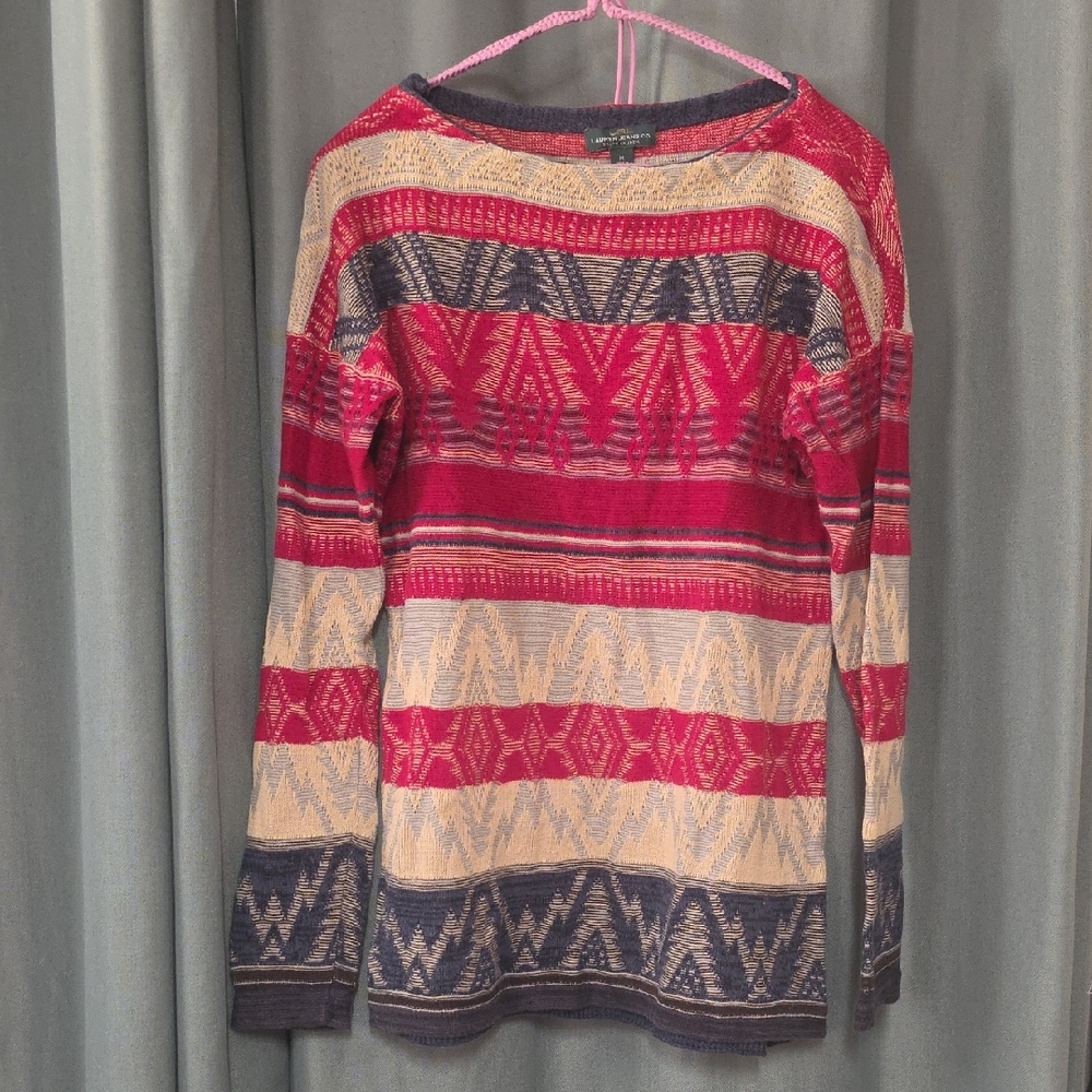 Ralph Lauren Multicolor Striped Knit Sweater with Navy, Red & Purple Accents